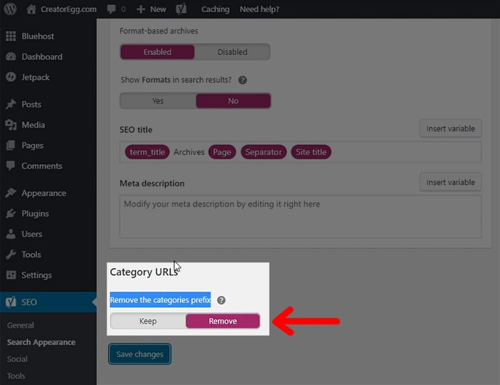 yoast seo category settings