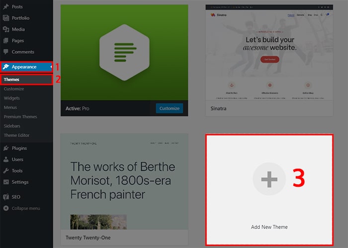 add new wordpress theme
