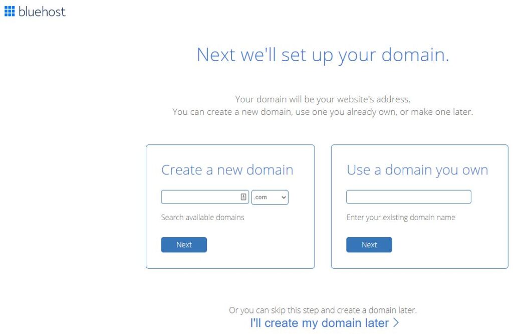 setup domain bluehost