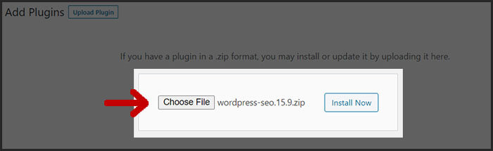 Choose WordPress plugin file