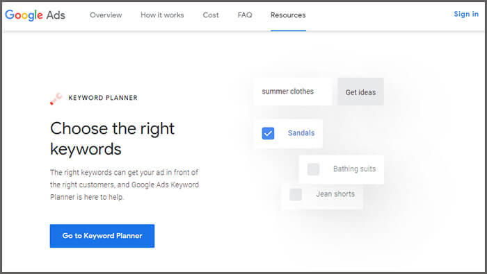 google keyword planner