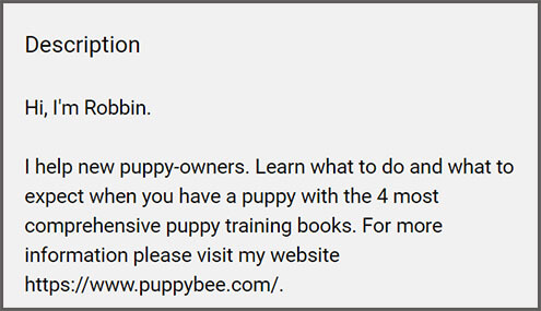 puppy training channel description