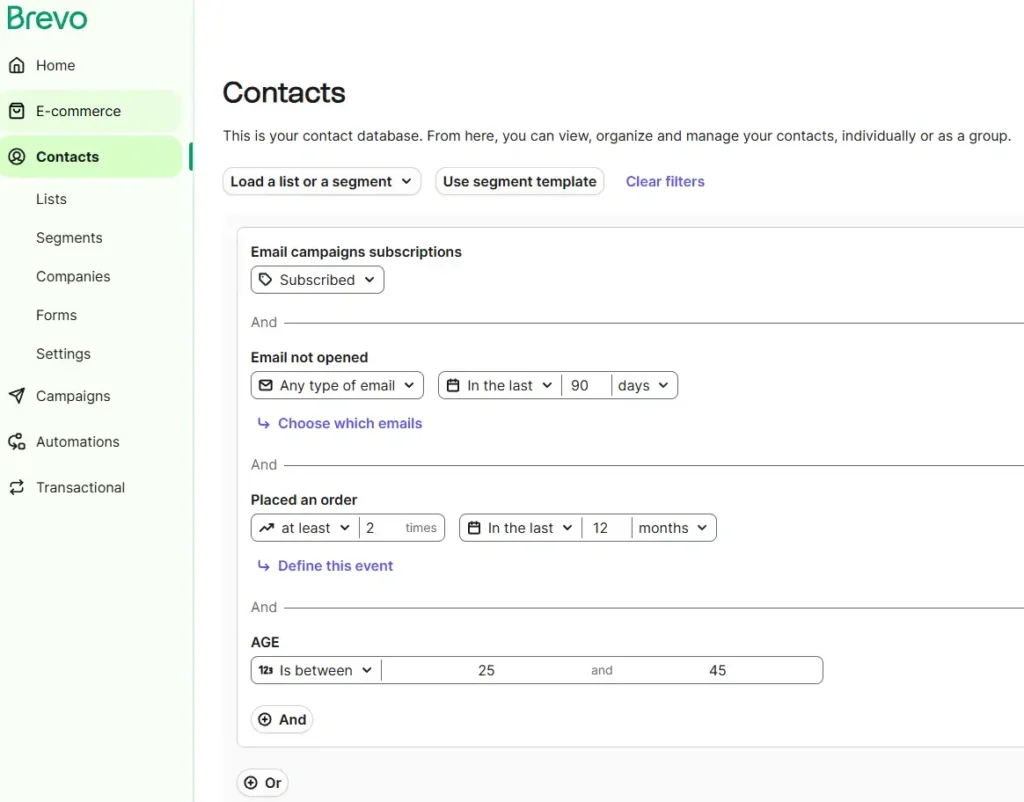 Brevo Segmentation Tool Example 2