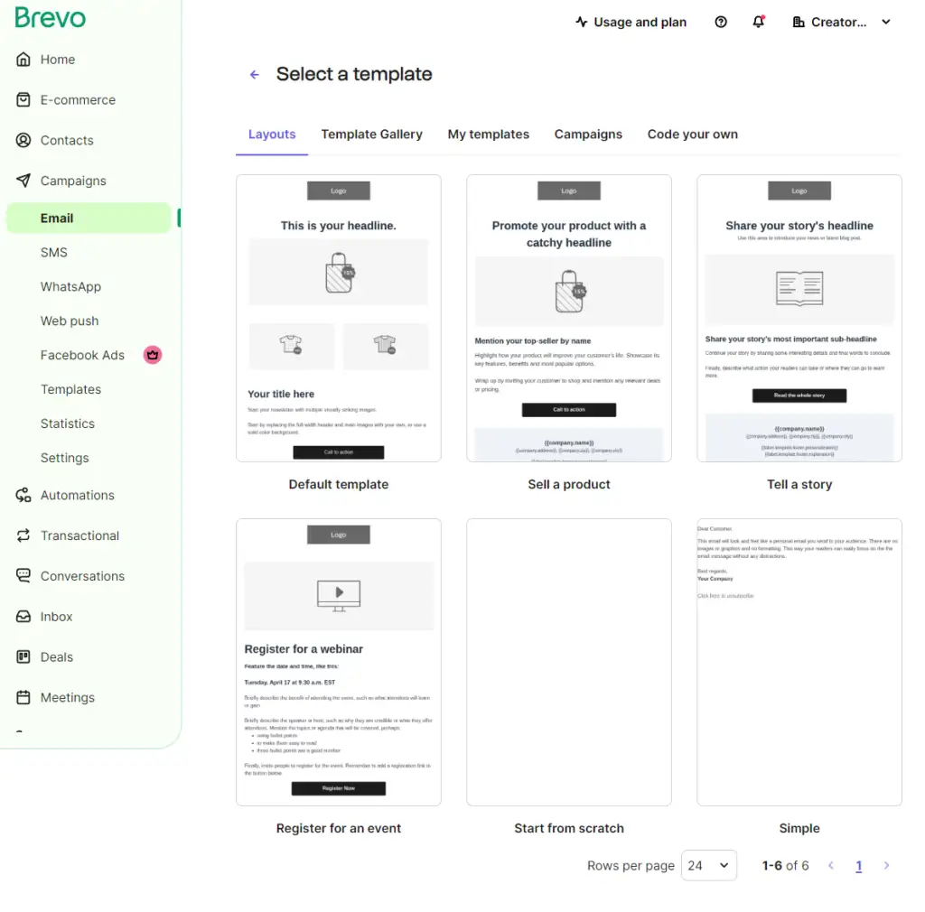 Brevo email builder