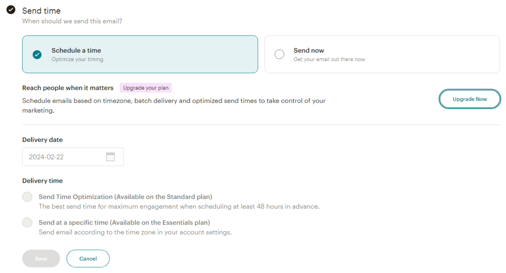 mailchimp email scheduling