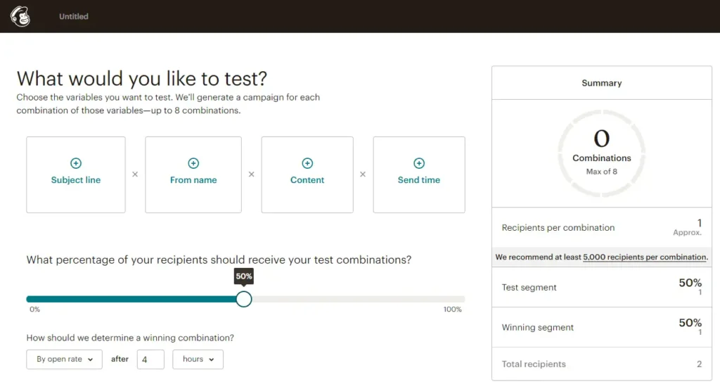 ab testing newsletter with mailchimp