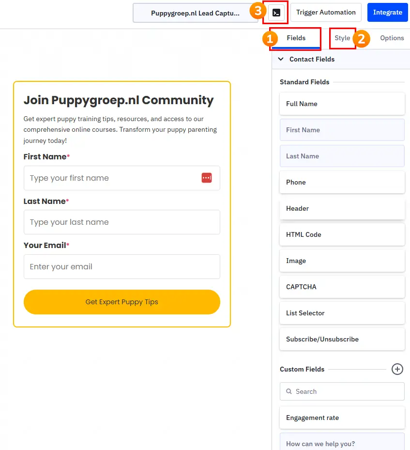 activecampaign Embed form builder