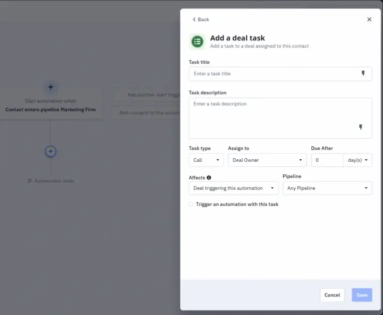 activecampaign automatically create tasks