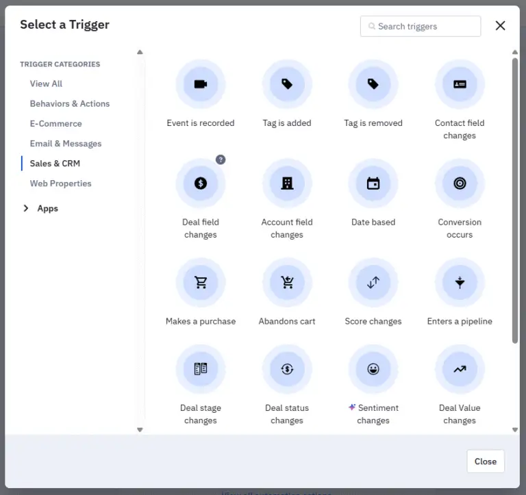 activecampaign crm triggers