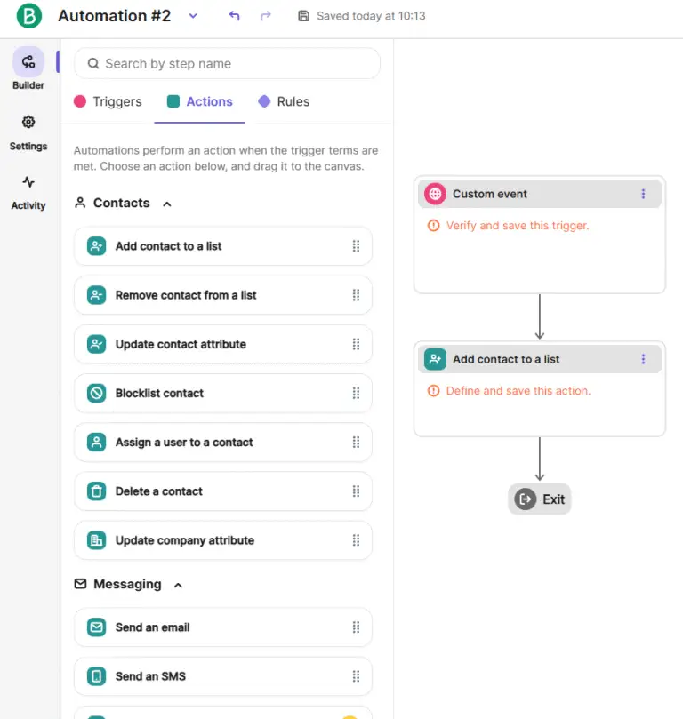 brevo Automation actions